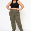 Plus Size Ankle Cuffed Utility Cargo Pants