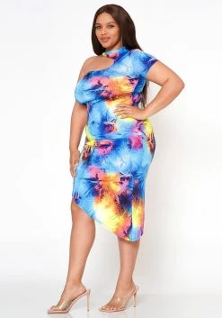 Plus Size Mindful Tie Dye One Sleeve Bodycon Dress 8 Plus Size Mindful Tie Dye One Sleeve Bodycon Dress -Asoph Sales Shop 2022571 001 2
