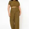 Plus Size Lavish CC Print Crop Top & Dress Pants Set