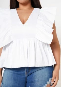 Plus Size Linen Ruffle Hem Blouse -Asoph Sales Shop 2022587 001 6