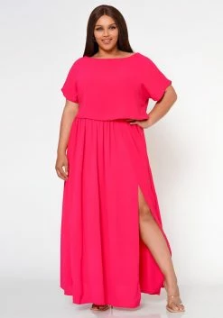 Plus Size Sincere Crop Blouse & Flare Maxi Skirt Set -Asoph Sales Shop 2022594 002 2
