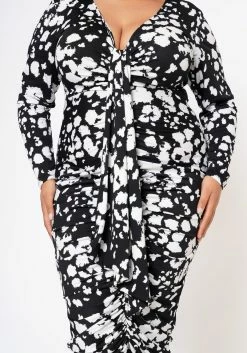 Plus Size Multi Print Drape Front Midi Dress 9 Plus Size Multi Print Drape Front Midi Dress -Asoph Sales Shop 2022598 001 4