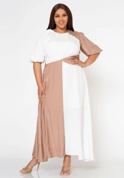Plus Size Color Splice Fit & Flare Maxi Dress -Asoph Sales Shop 2022602 001 1