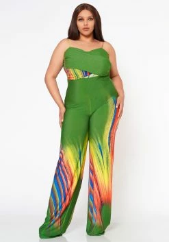 Plus Size Multi Print Flare Cami Jumpsuit