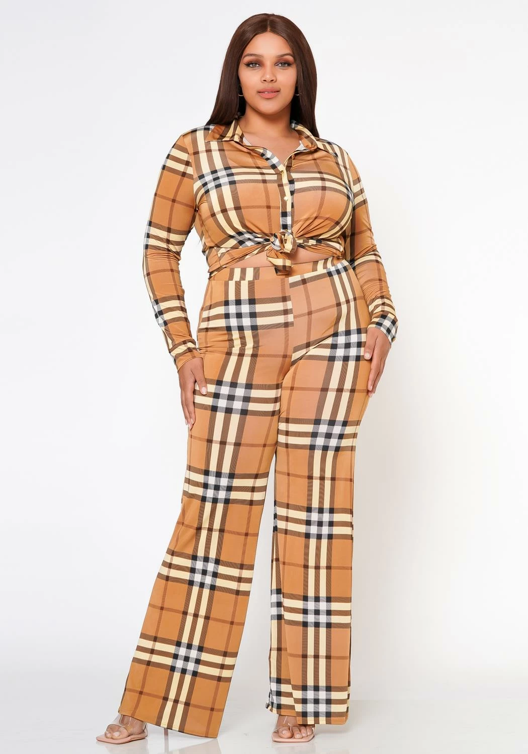 Plus Size Doing It All Plaid Pattern Coord Set 2 Plus Size Doing It All Plaid Pattern Coord Set - Image 2