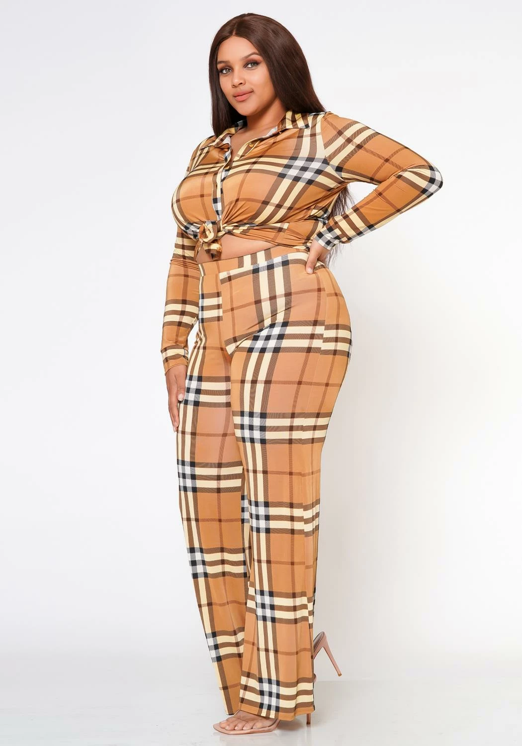Plus Size Doing It All Plaid Pattern Coord Set 4 Plus Size Doing It All Plaid Pattern Coord Set - Image 4