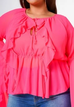 Plus Size Exaggerated Bell Sleeves Peplum Top -Asoph Sales Shop 2022609 002 6