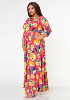 Plus Size Floral Pattern Fit & Flare Maxi Dress -Asoph Sales Shop 2022612 001 3