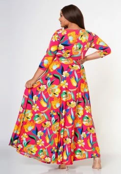 Plus Size Floral Pattern Fit & Flare Maxi Dress -Asoph Sales Shop 2022612 001 4