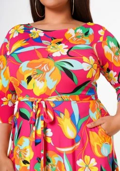Plus Size Floral Pattern Fit & Flare Maxi Dress -Asoph Sales Shop 2022612 001 5