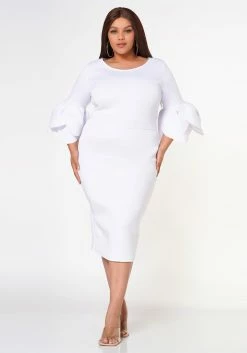 Plus Size Elegant Form Fitting Midi Dress