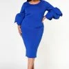 Plus Size Elegant Form Fitting Midi Dress