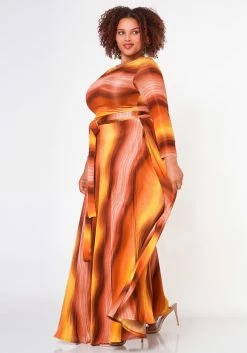 Plus Size Wave Pattern Fit & Flare Maxi Dress -Asoph Sales Shop 2022615 001 3