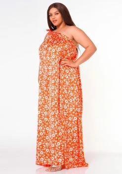Plus Size One Shoulder Floral Print Maxi Dress -Asoph Sales Shop 2022618 001 3