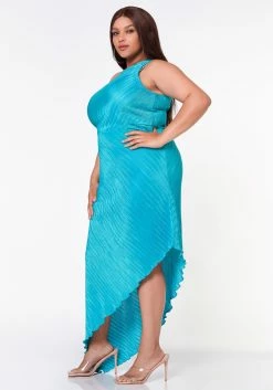 Plus Size Pleated Asymmetric One Sleeve Dress -Asoph Sales Shop 2022619 002 3