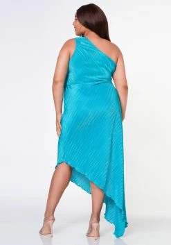 Plus Size Pleated Asymmetric One Sleeve Dress -Asoph Sales Shop 2022619 002 4