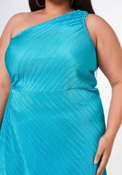 Plus Size Pleated Asymmetric One Sleeve Dress -Asoph Sales Shop 2022619 002 5