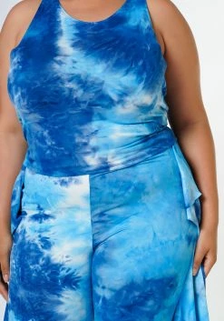 Plus Size Tie Dye Racerback Top & Ruffle Trim Pants Set -Asoph Sales Shop 2022620 001 5