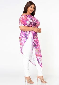 Plus Size Mesh Print Asymmetric Top -Asoph Sales Shop 2022621 001 3