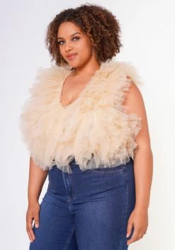 Plus Size Ruffle Tulle Sleeveless Bodysuit -Asoph Sales Shop 2022624 002 4