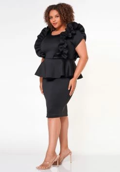 Plus Size Ruffle Peplum Midi Dress -Asoph Sales Shop 2022642 001 3