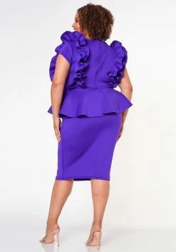 Plus Size Ruffle Peplum Midi Dress -Asoph Sales Shop 2022642 004 5