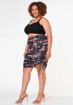 Plus Size Drawstring Side Camo Skirt -Asoph Sales Shop 2022649 001 3