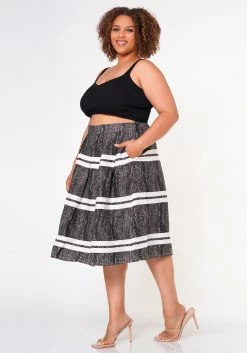 Plus Size Striped Flare Midi Skirt -Asoph Sales Shop 2022651 001 3