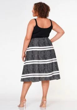 Plus Size Striped Flare Midi Skirt -Asoph Sales Shop 2022651 001 4