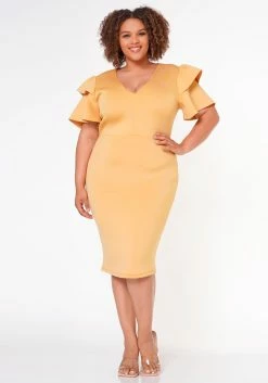 Plus Size Shoulder Flare Maxi Dress