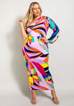 Plus Size One Shoulder Cut Out Dress