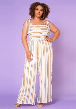 Plus Size Picnic Smocked Jumpsuit