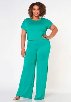 Plus Size Comfortable Short Sleeve Tee & Pants Set