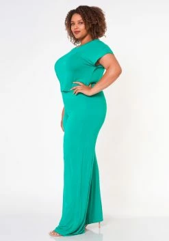 Plus Size Comfortable Short Sleeve Tee & Pants Set -Asoph Sales Shop 2022659 002 2