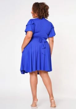 Plus Size Ruffle Sleeve Wrap Blouse & Flare Skirt Set -Asoph Sales Shop 2022661 002 4