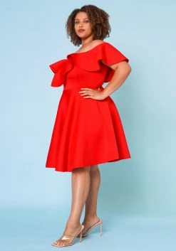 Plus Size Off Shoulder Ruffle Hem Dress -Asoph Sales Shop 2022662 002 3