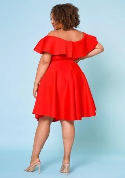 Plus Size Off Shoulder Ruffle Hem Dress -Asoph Sales Shop 2022662 002 4