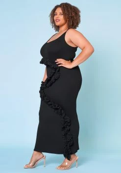 Plus Size Ruffle Detail Cami Bodycon Dress -Asoph Sales Shop 2022672 001 2