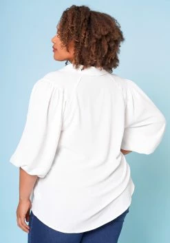 Plus Size Balloon Sleeve Button Down Blouse 10 Plus Size Balloon Sleeve Button Down Blouse -Asoph Sales Shop 2022683 001 5