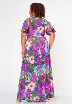 Plus Size Tie Front Surplice Top & Maxi Skirt Set -Asoph Sales Shop 2022689 001 5