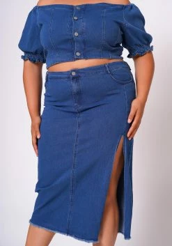 Plus Size Denim Off Shoulder Crop Top & Skirt Set -Asoph Sales Shop 2022691 001 6