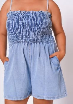 Plus Size Denim Smocked Romper -Asoph Sales Shop 2022692 001 6