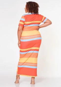 Plus Size Multi Striped Maxi Dress -Asoph Sales Shop 2022696 001 3