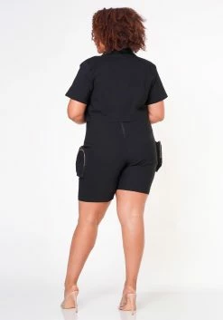 Plus Size Cargo Romper With Cropped Jacket -Asoph Sales Shop 2022697 001 4