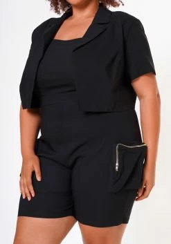 Plus Size Cargo Romper With Cropped Jacket -Asoph Sales Shop 2022697 001 5