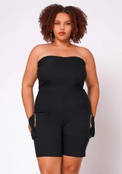 Plus Size Cargo Romper With Cropped Jacket -Asoph Sales Shop 2022697 001 6