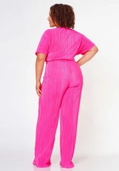 Plus Size Pleated Crop Top & Pants Set -Asoph Sales Shop 2022699 001 4