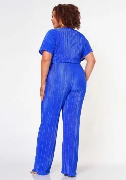 Plus Size Pleated Crop Top & Pants Set -Asoph Sales Shop 2022699 002 4