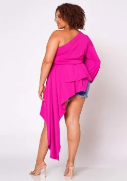 Plus Size Extravagant One Sleeve Drape Blouse -Asoph Sales Shop 2022701 002 4