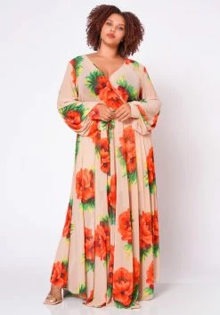 Plus Size Floral Maxi Chiffon Dress -Asoph Sales Shop 2022702 001 3